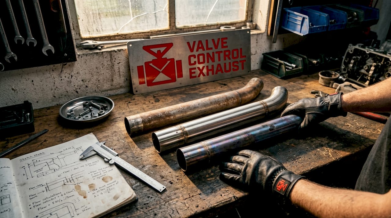 Mechanic sorting exhaust pipes by material