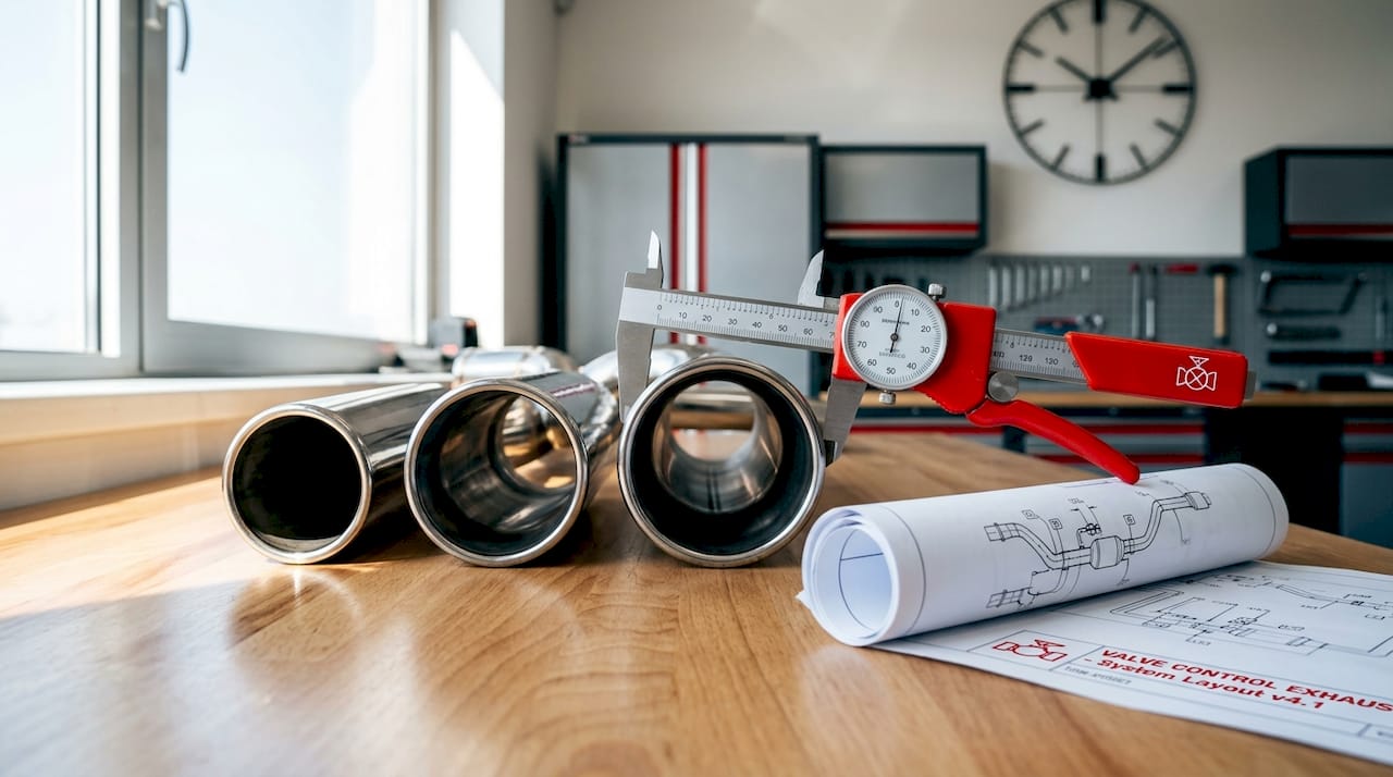 Comparison of three exhaust pipe diameters