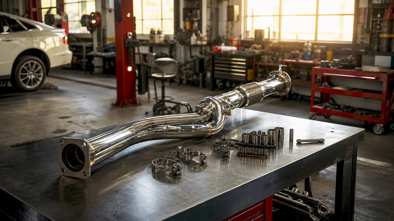 Large diameter exhaust pipe close-up