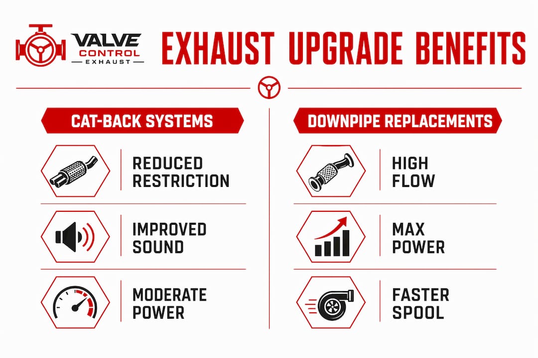 Infographic comparing exhaust upgrades benefits