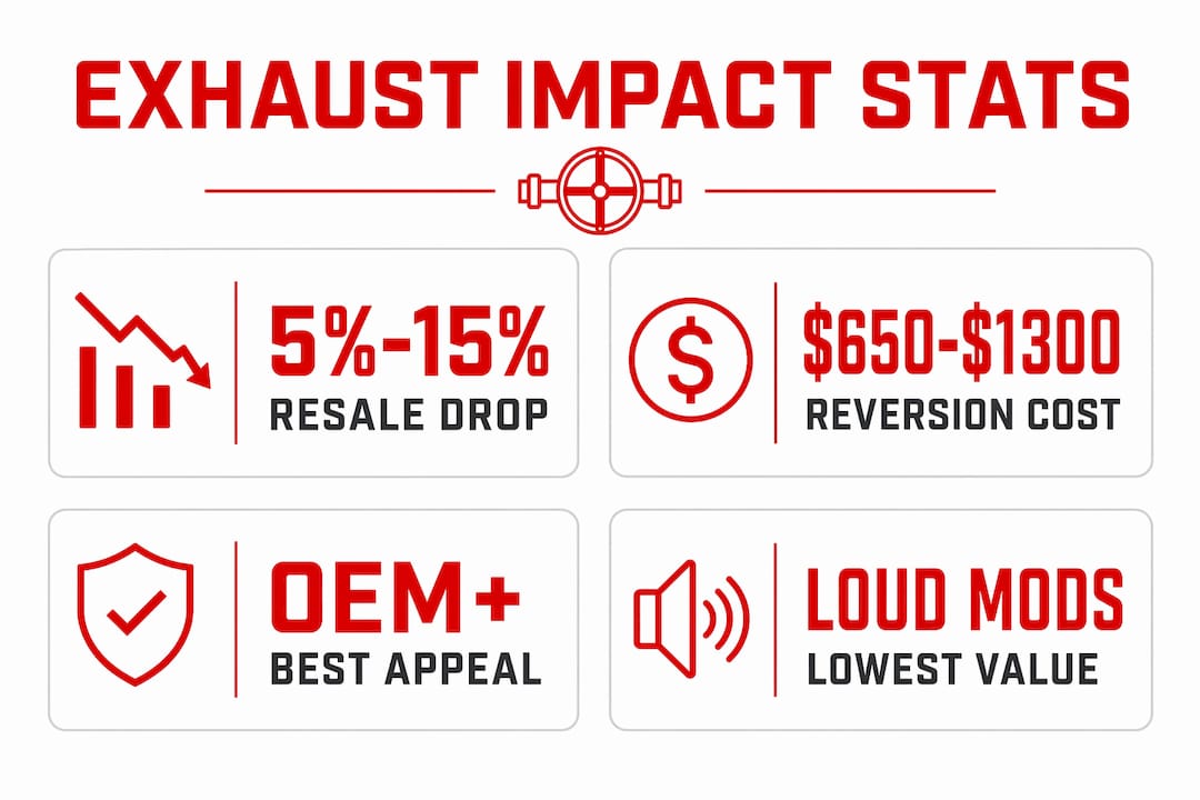 Infographic showing exhaust modification impact statistics