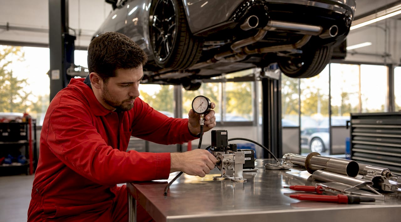 Hands performing pressure sealing test on valve motor