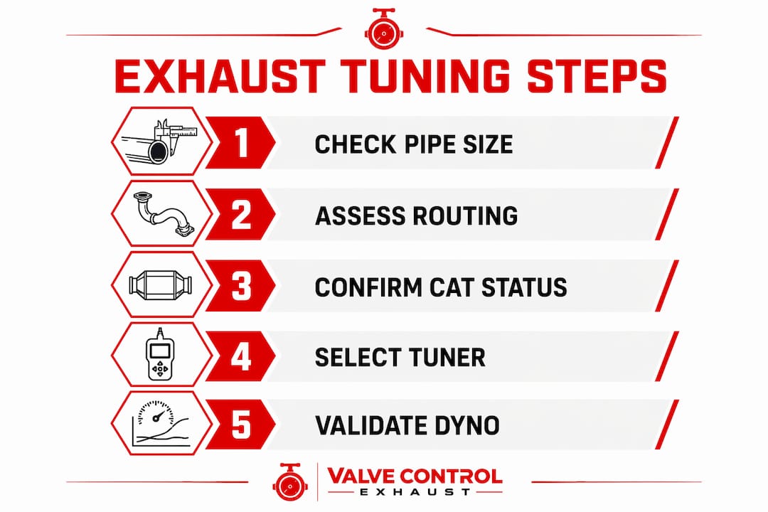 Infographic outlining key steps in exhaust tuning
