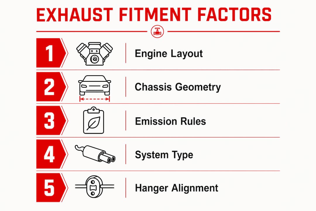 Infographic outlining main exhaust fitment factors