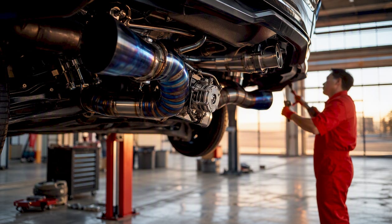 Premium valved exhaust with actuator in service bay