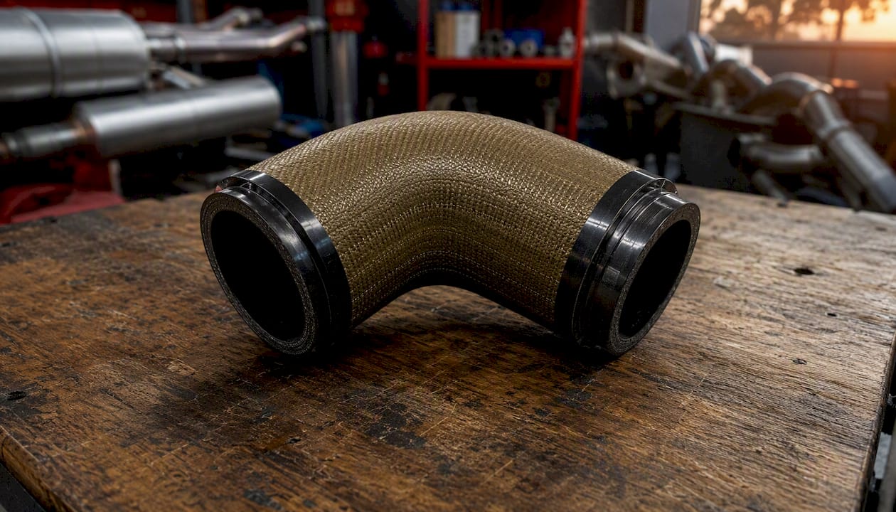 Close-up meta-aramid reinforced turbo hose segment