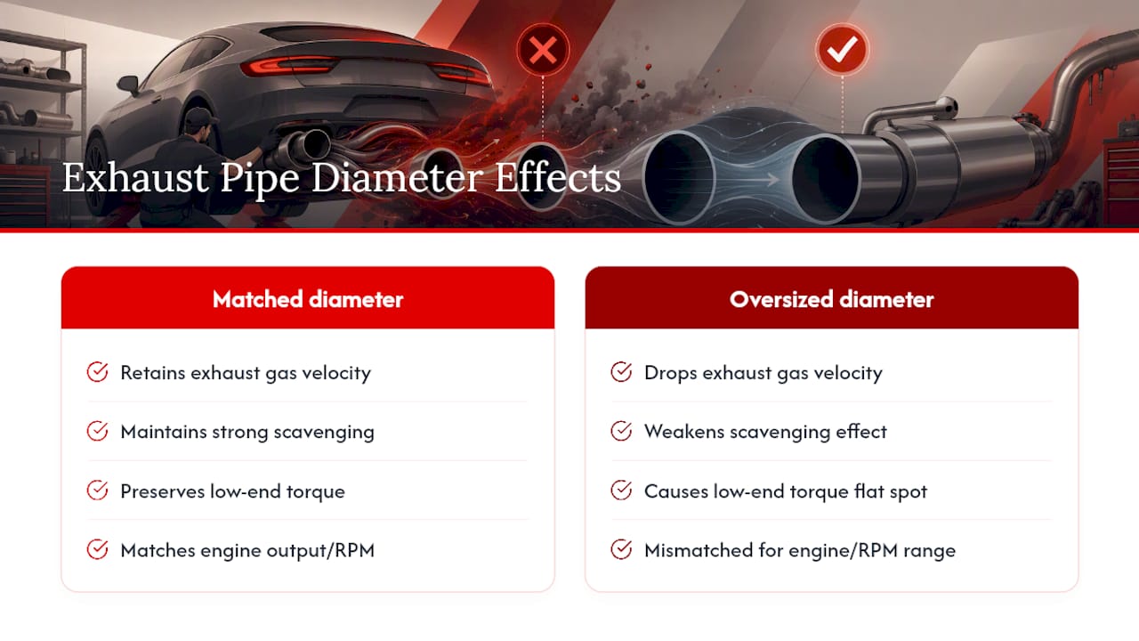 Effects of exhaust pipe diameter on performance