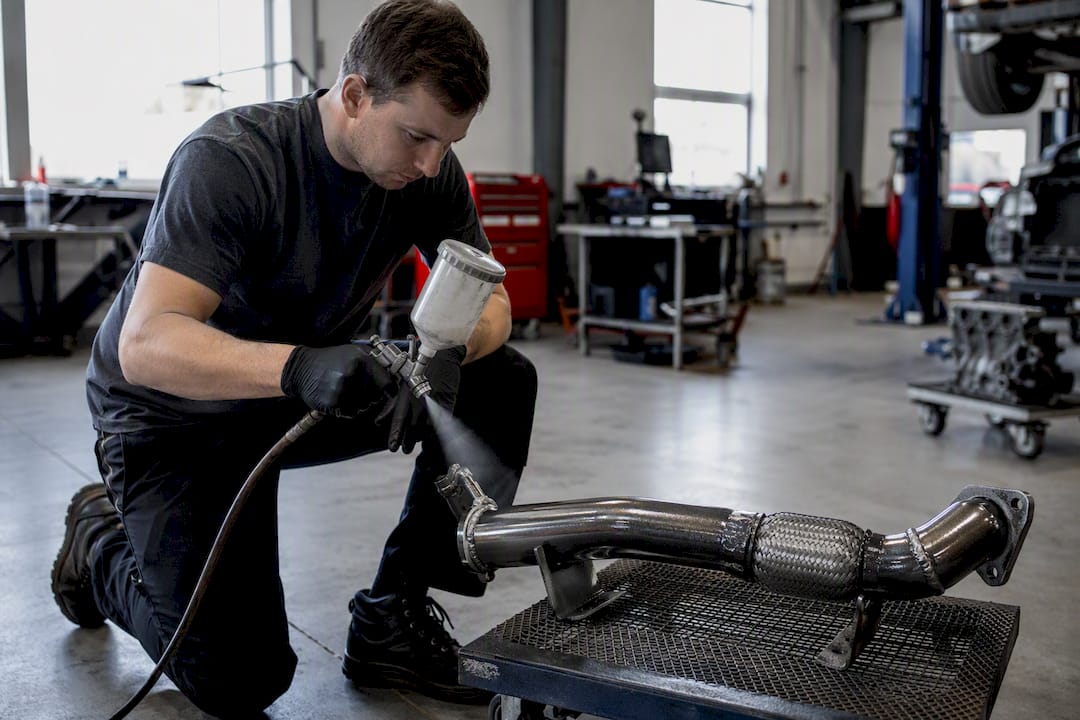 Application of ceramic coating on exhaust pipe