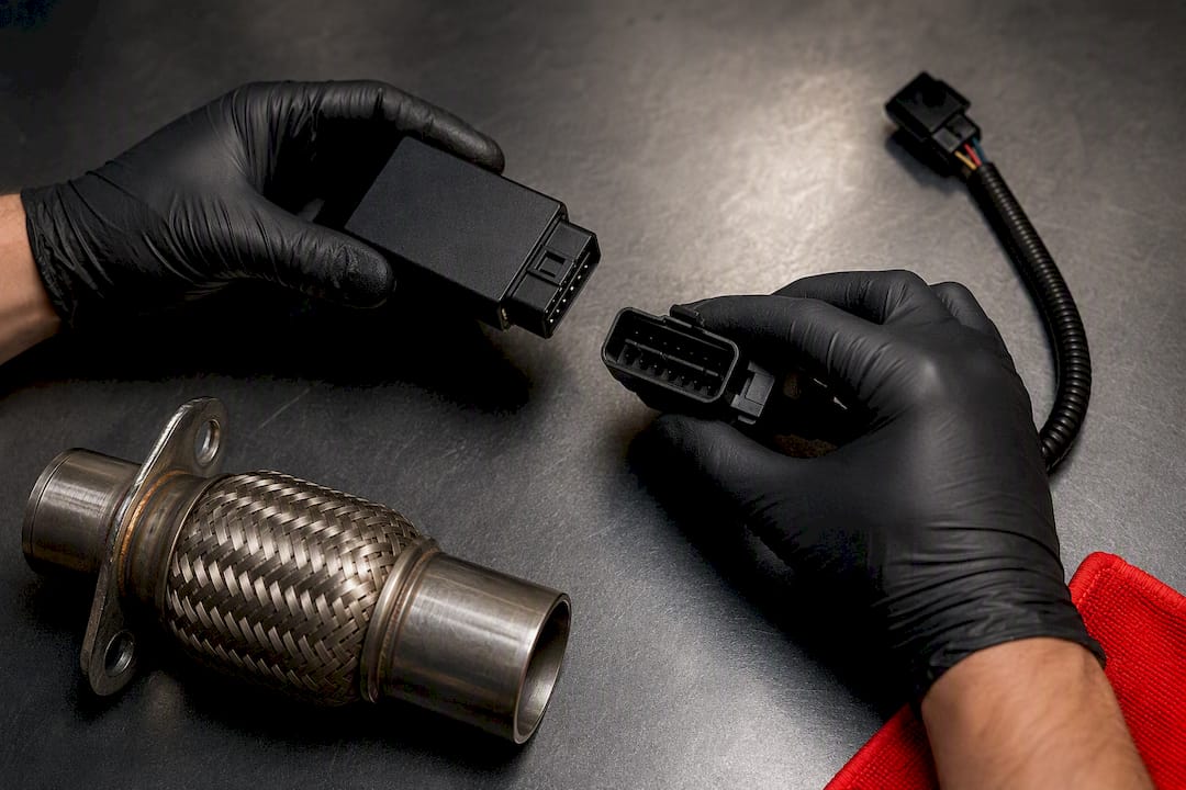 OBD module beside exhaust diagnostic connector