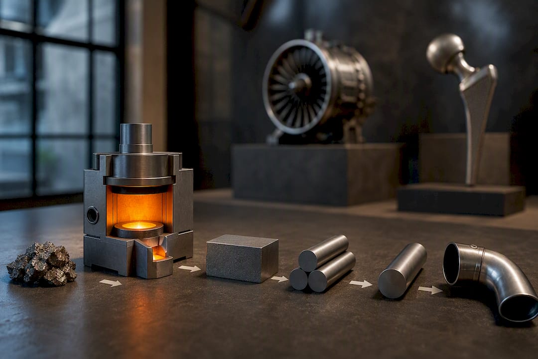 Illustration of titanium processing and demand