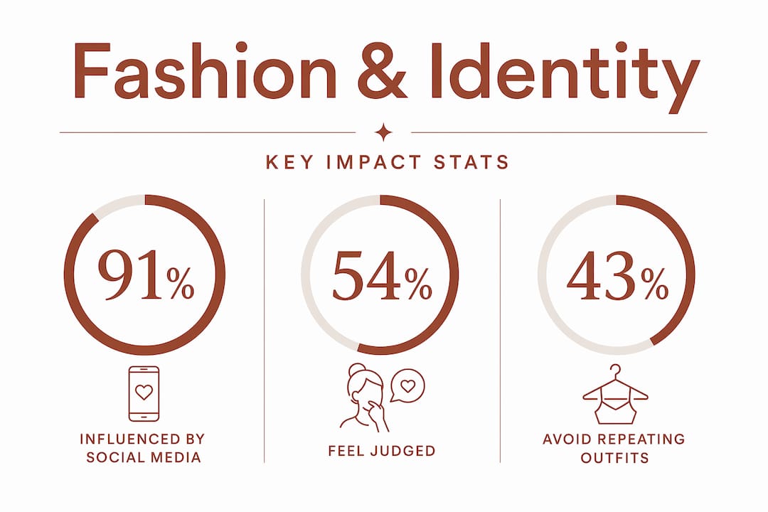 Infographic with fashion identity influence statistics