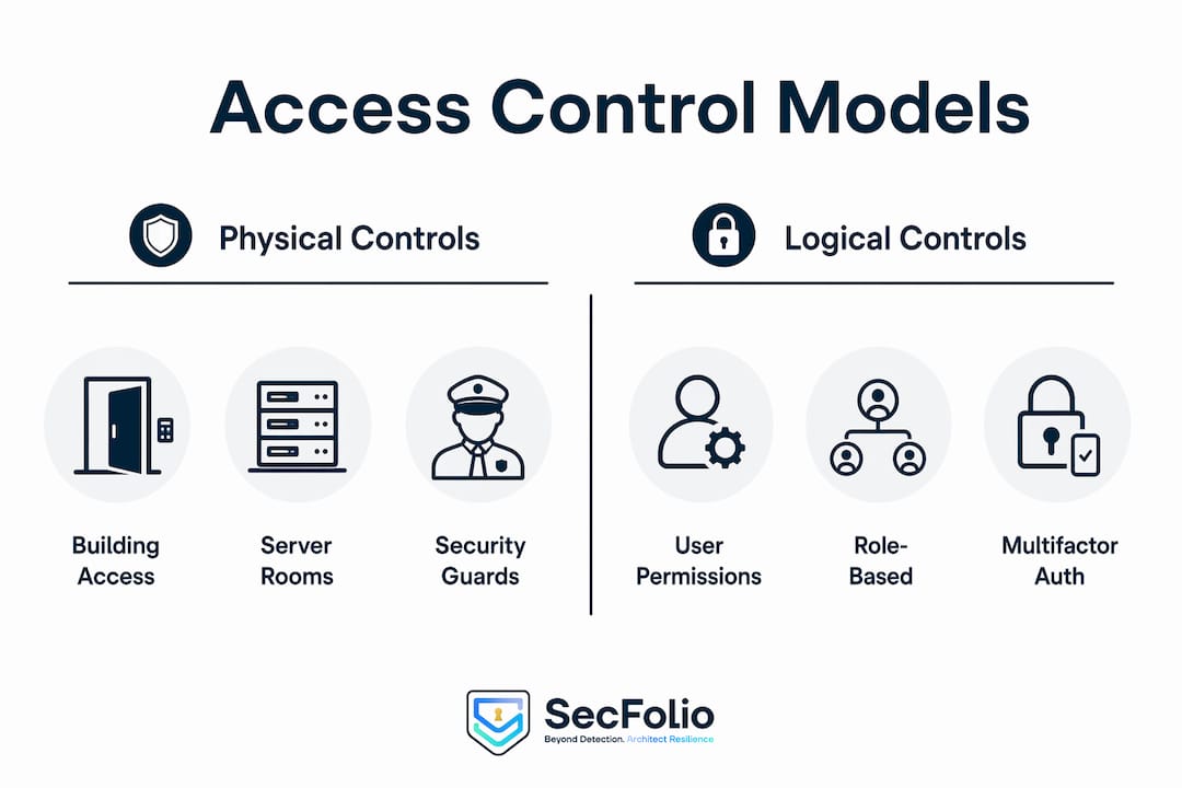 Infographic comparing physical and logical access control models