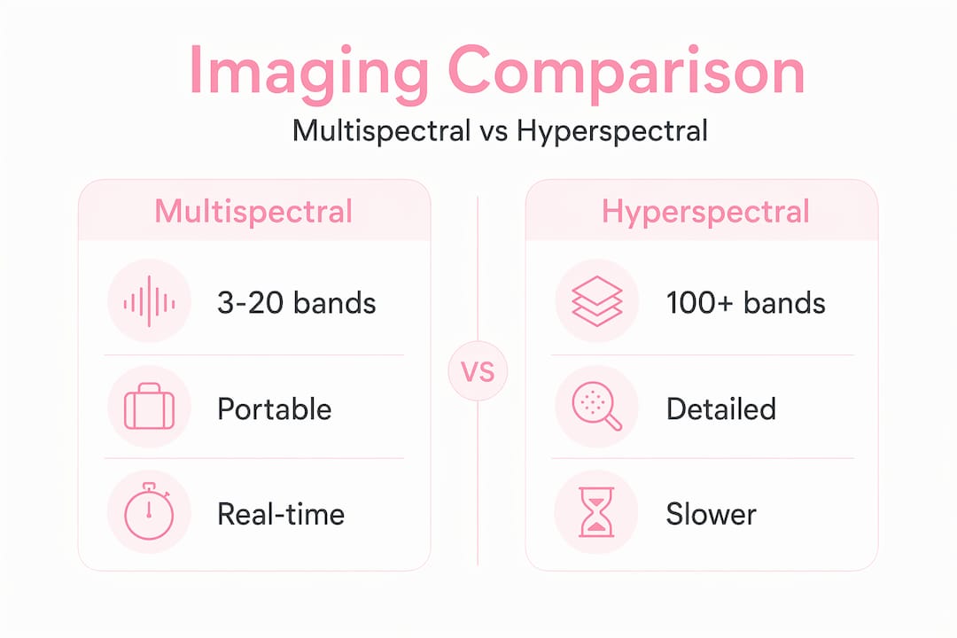 Infographic comparing multispectral and hyperspectral skin imaging
