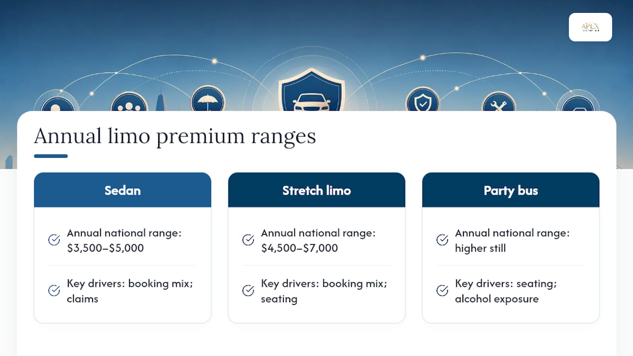 Insurance cost ranges by limo vehicle type