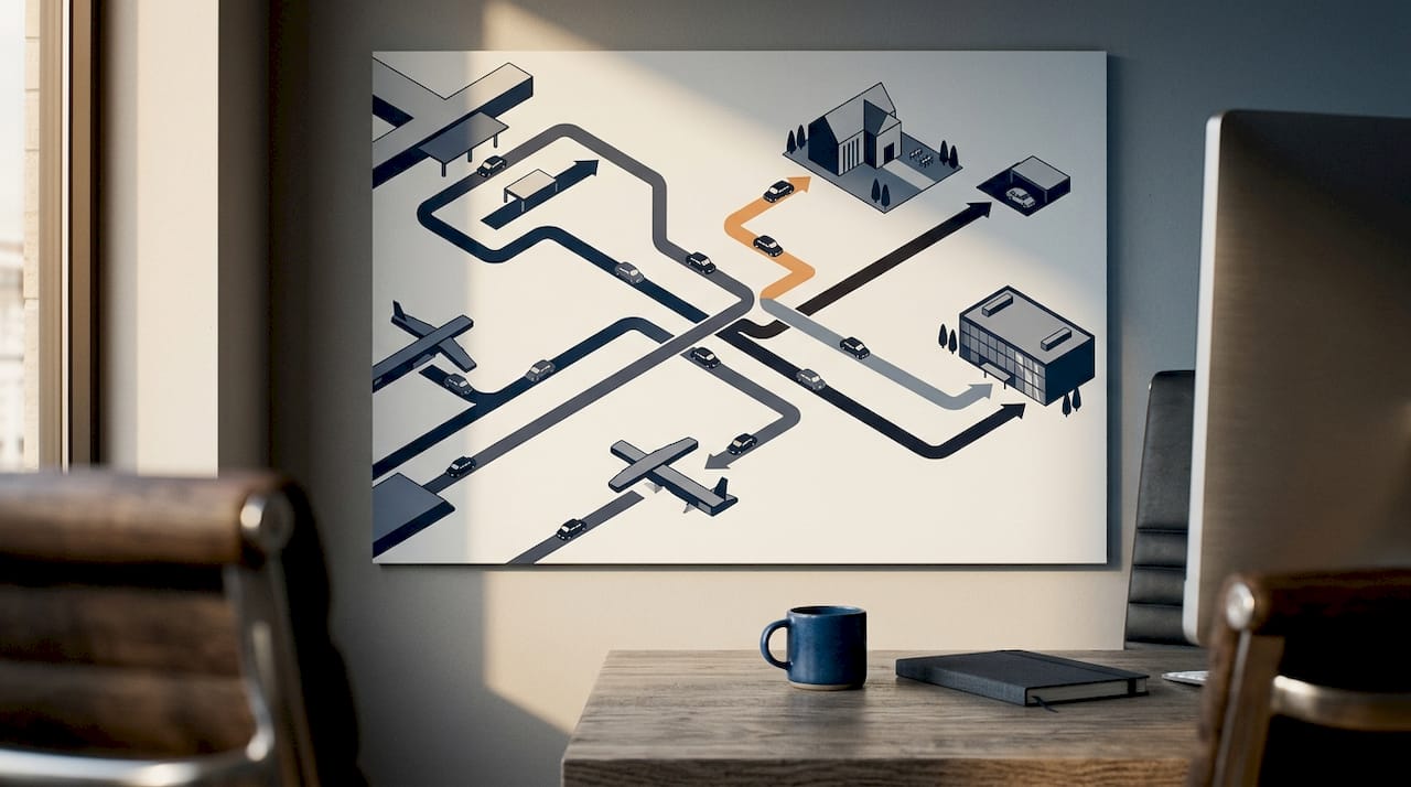 Coordinated routes for multiple event pickups