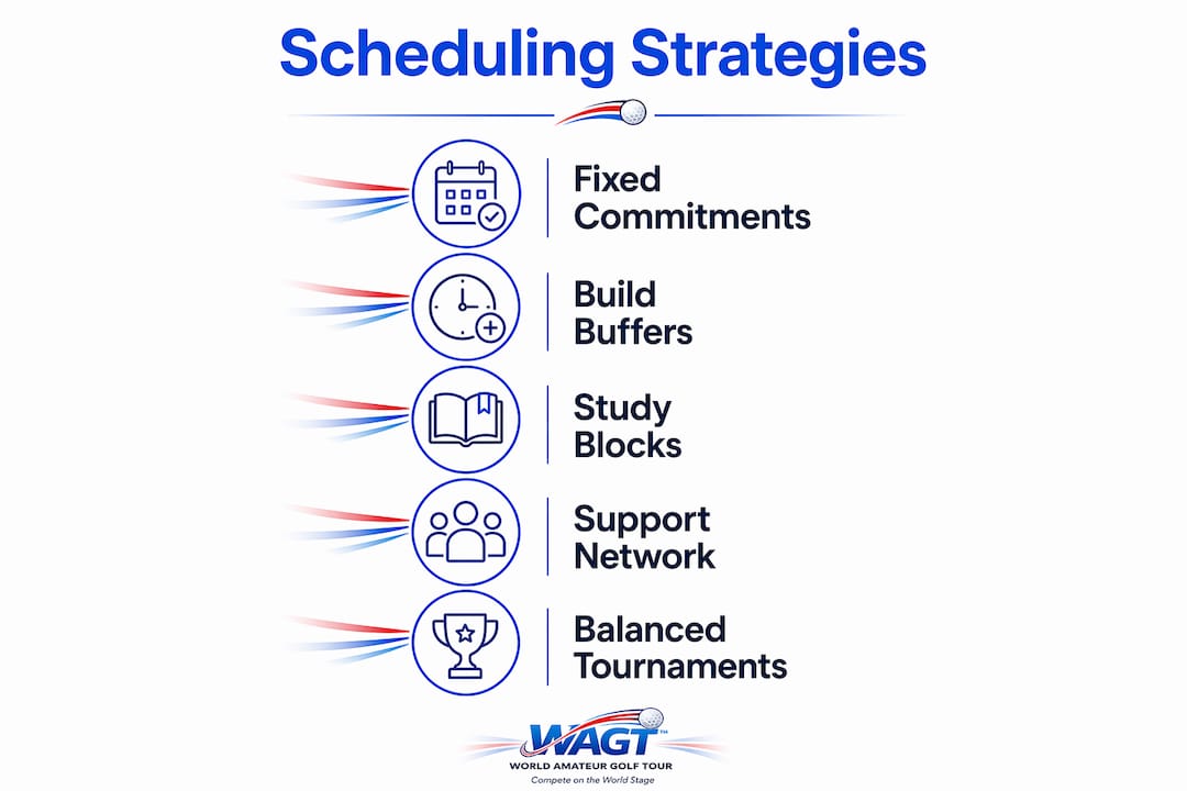 Infographic showing scheduling strategies for student golfers