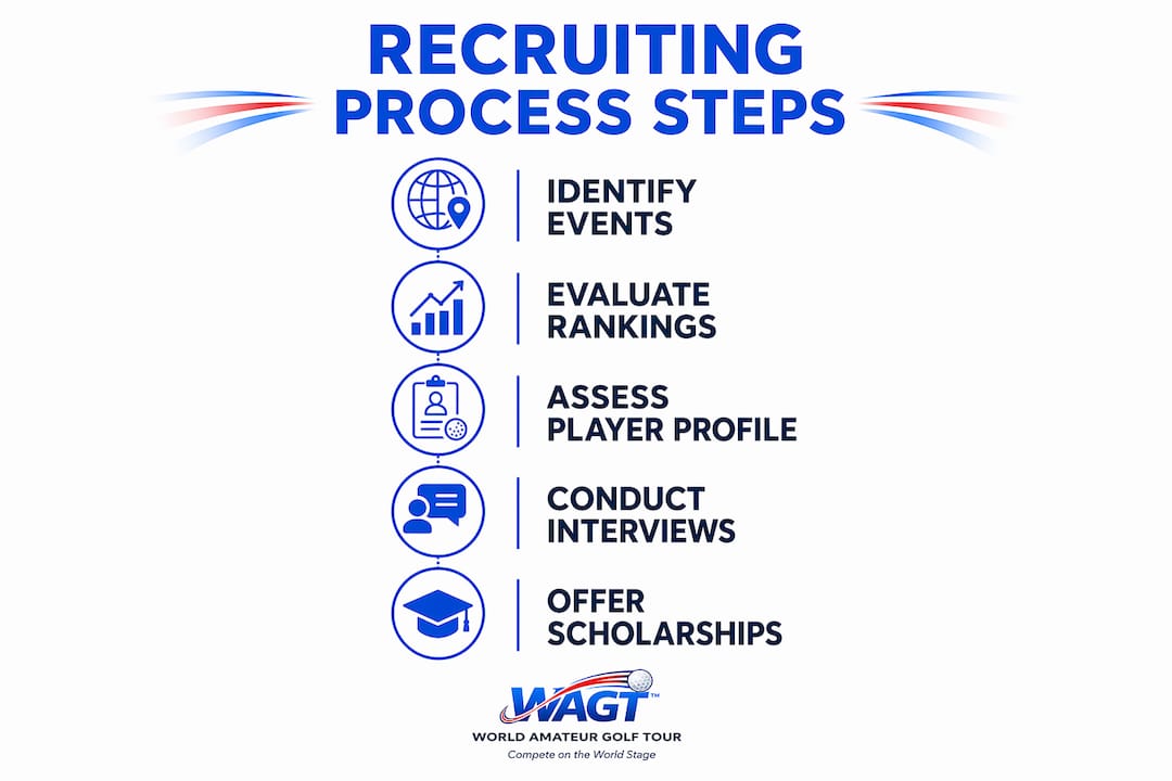 Infographic outlining college golf recruiting steps