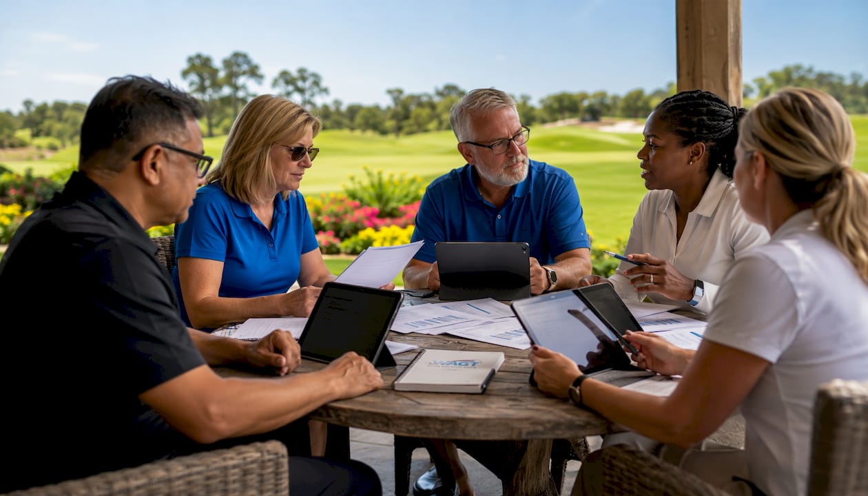 Golf club board discussing tournament revenue
