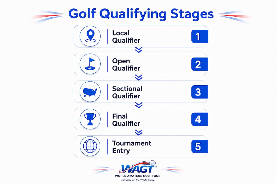 Infographic illustrating stages of golf qualifying rounds
