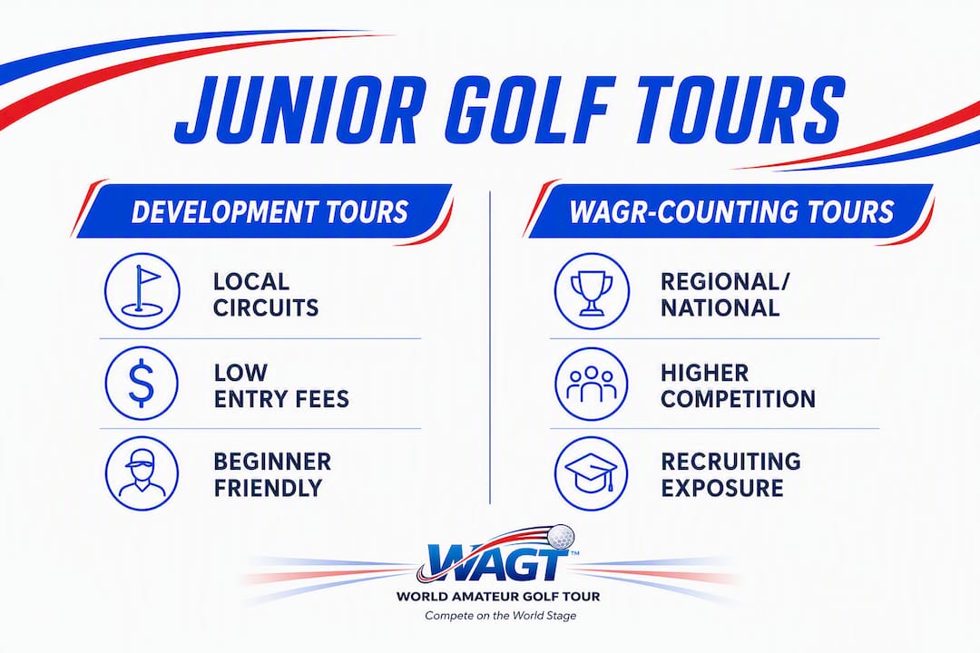 Infographic comparing junior golf tour types
