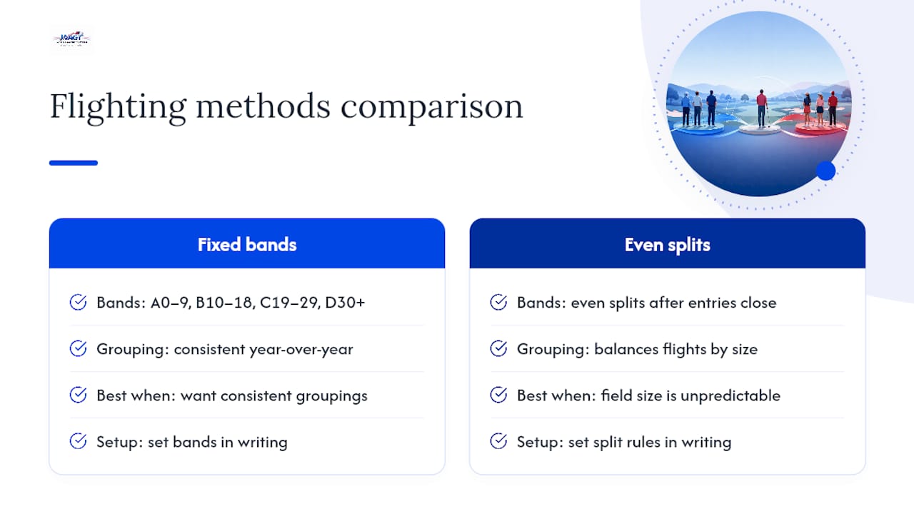 Comparison diagram of fixed bands vs even-split flighting