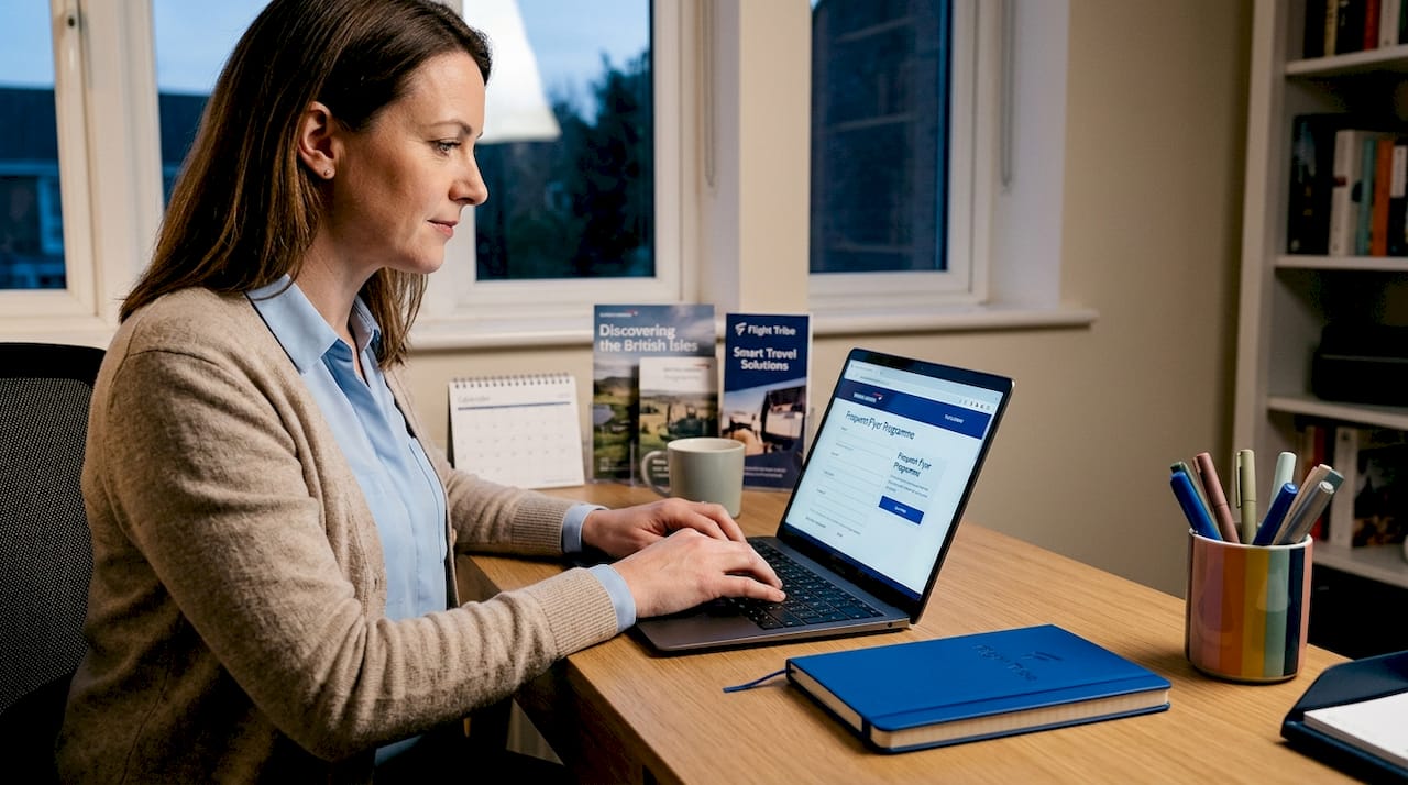 Woman joining airline loyalty program