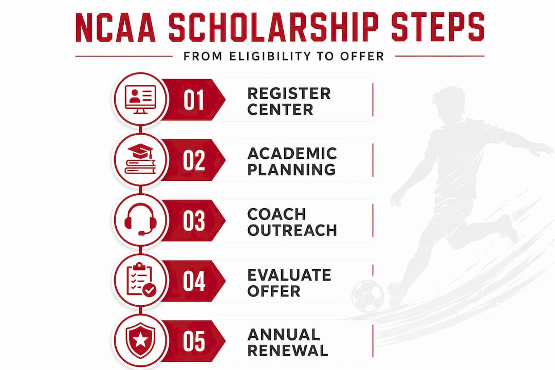 Infographic showing NCAA scholarship process flow