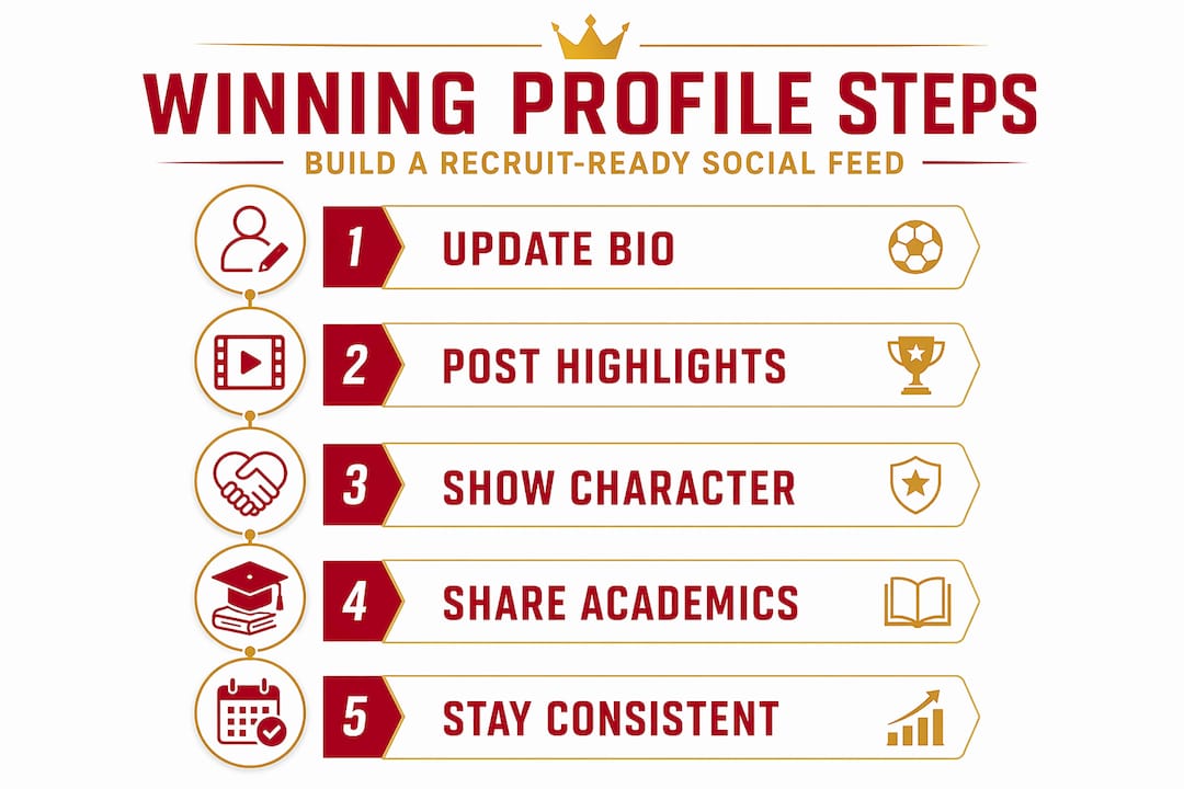 Infographic steps for building soccer recruiting profile