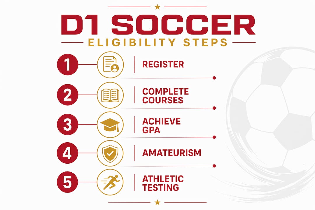 Infographic depicting NCAA Division I soccer eligibility steps