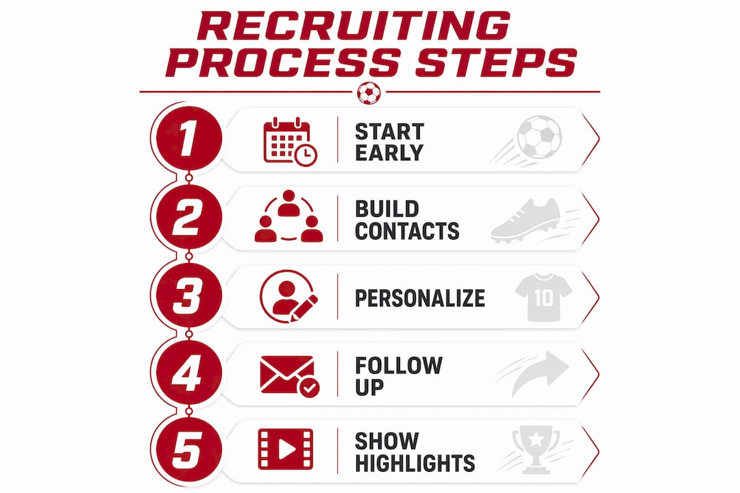 Infographic illustrating five recruiting process steps