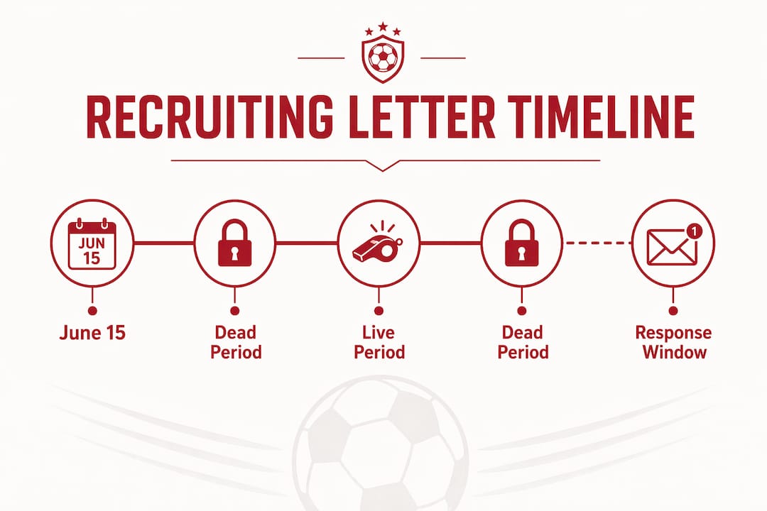 Infographic illustrating recruiting letter timeline and periods