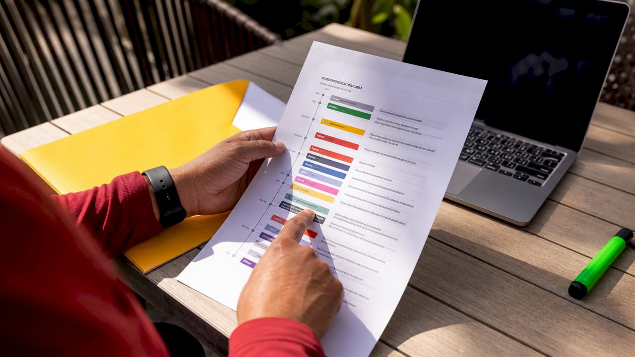 Coach reviewing NCAA recruiting calendar document