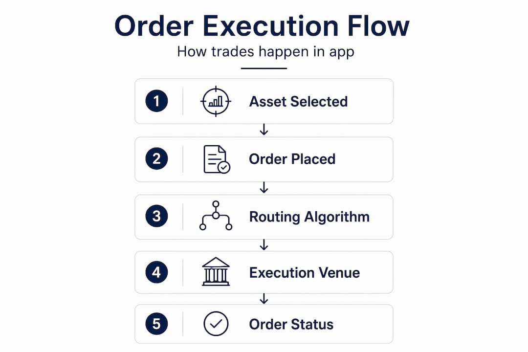 Infographic illustrating mobile trading order process