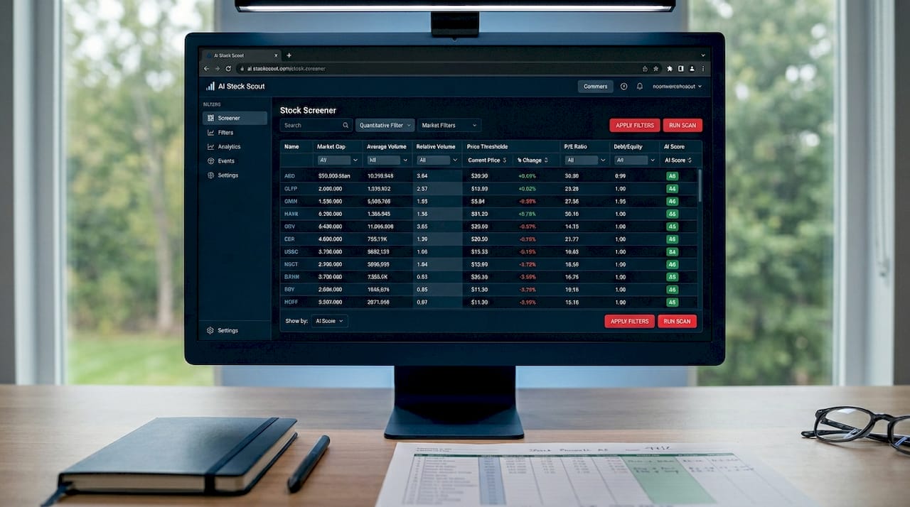 Quantitative stock screening on computer display