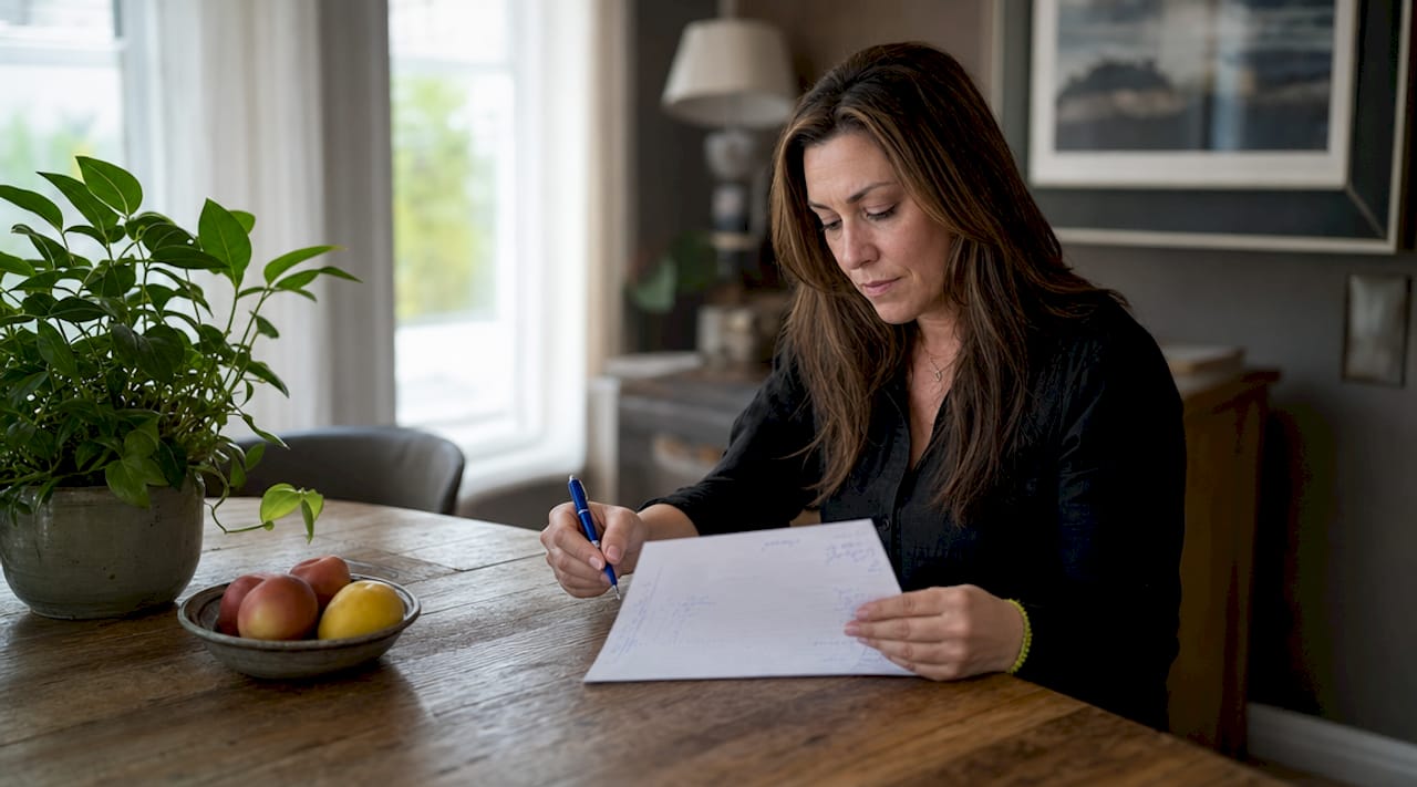 Annotated roofing contractor review on desk