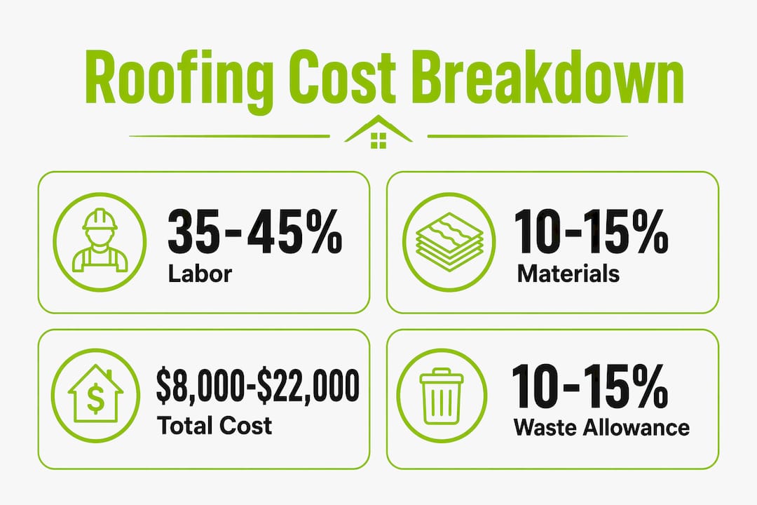 Infographic showing roofing cost percentage breakdown