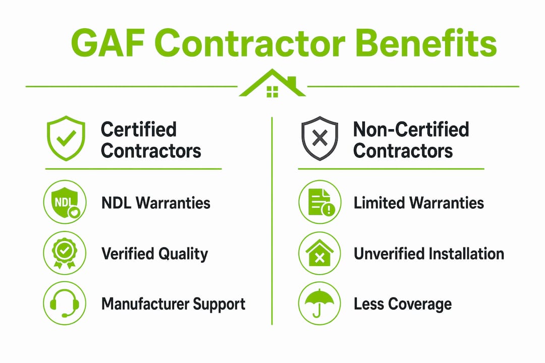 Infographic comparing certified vs non-certified contractor benefits