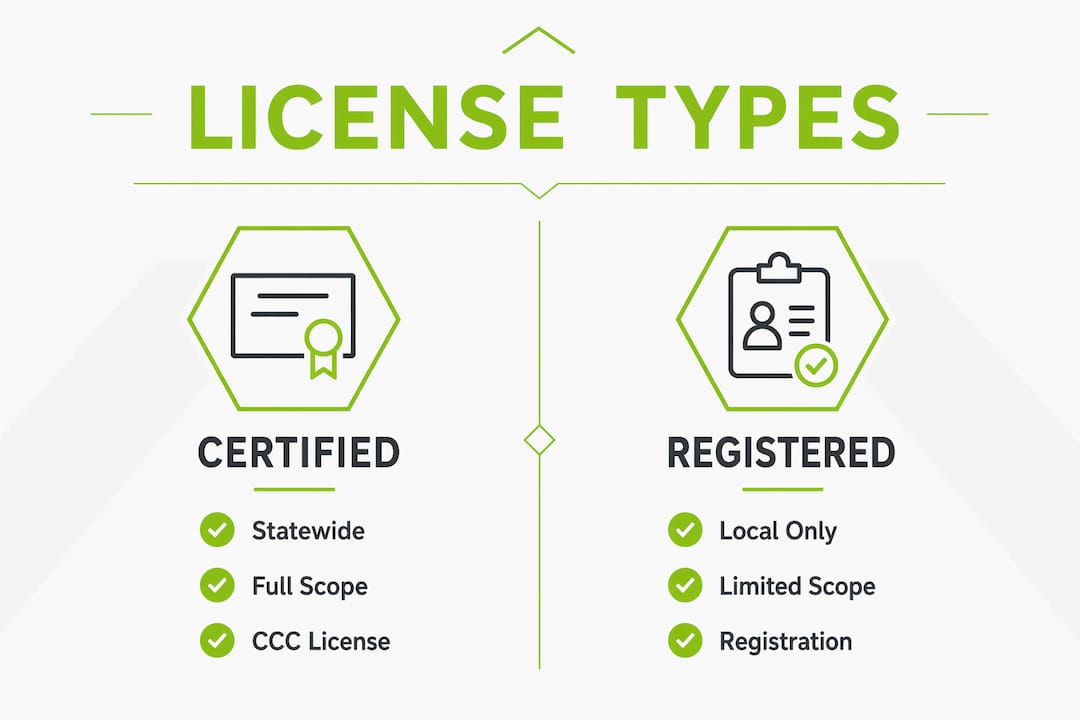 Infographic comparing roofing license types in Florida