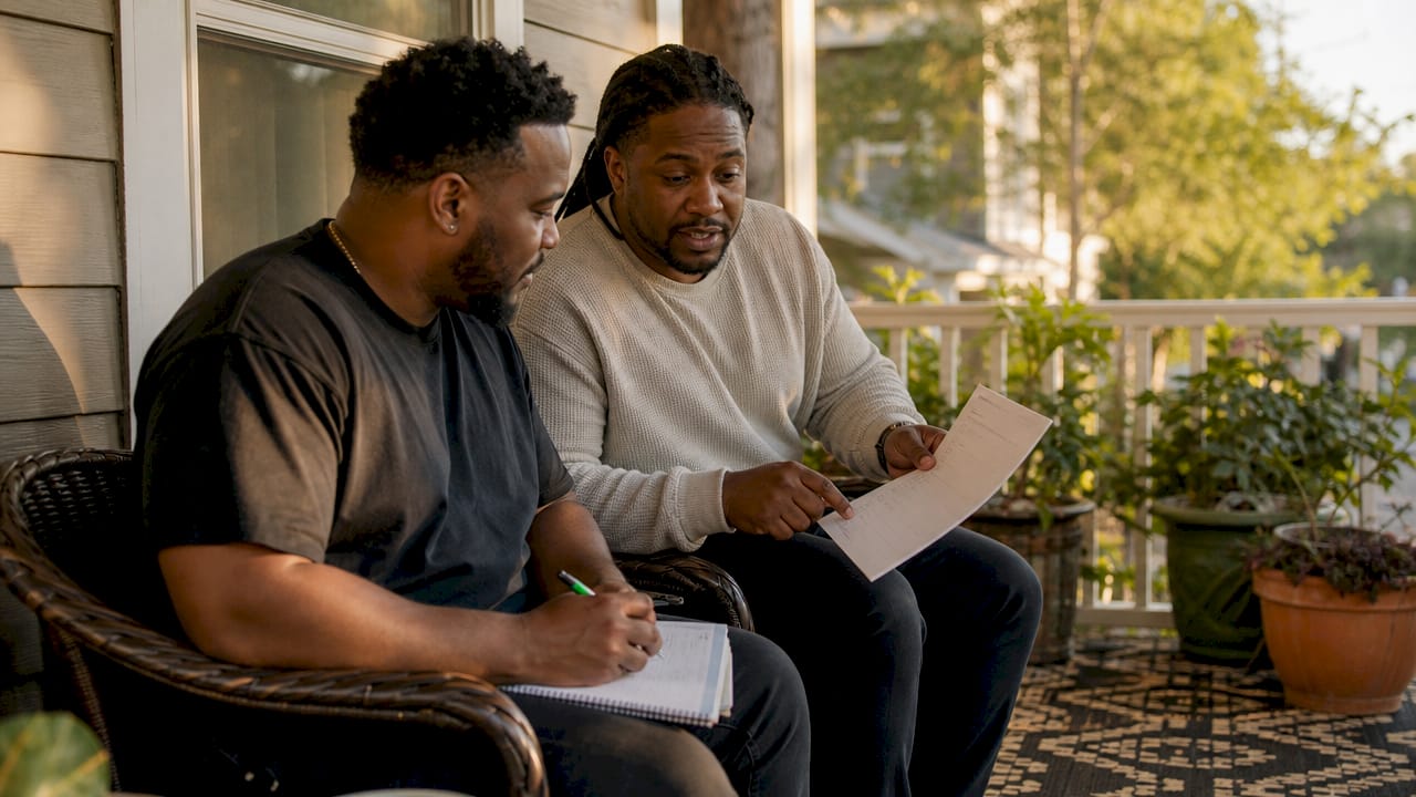 Couple reviewing roof financing prequalification checklist