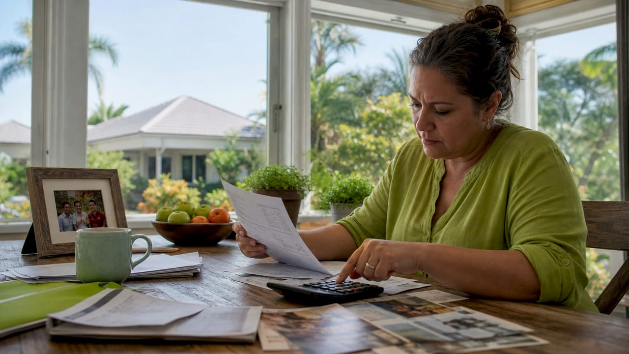 Homeowner reviewing roofing loan documents