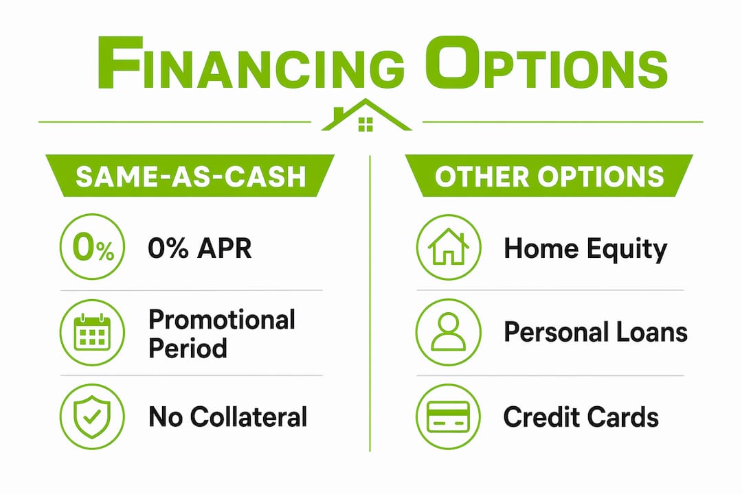 Infographic comparing roofing financing options