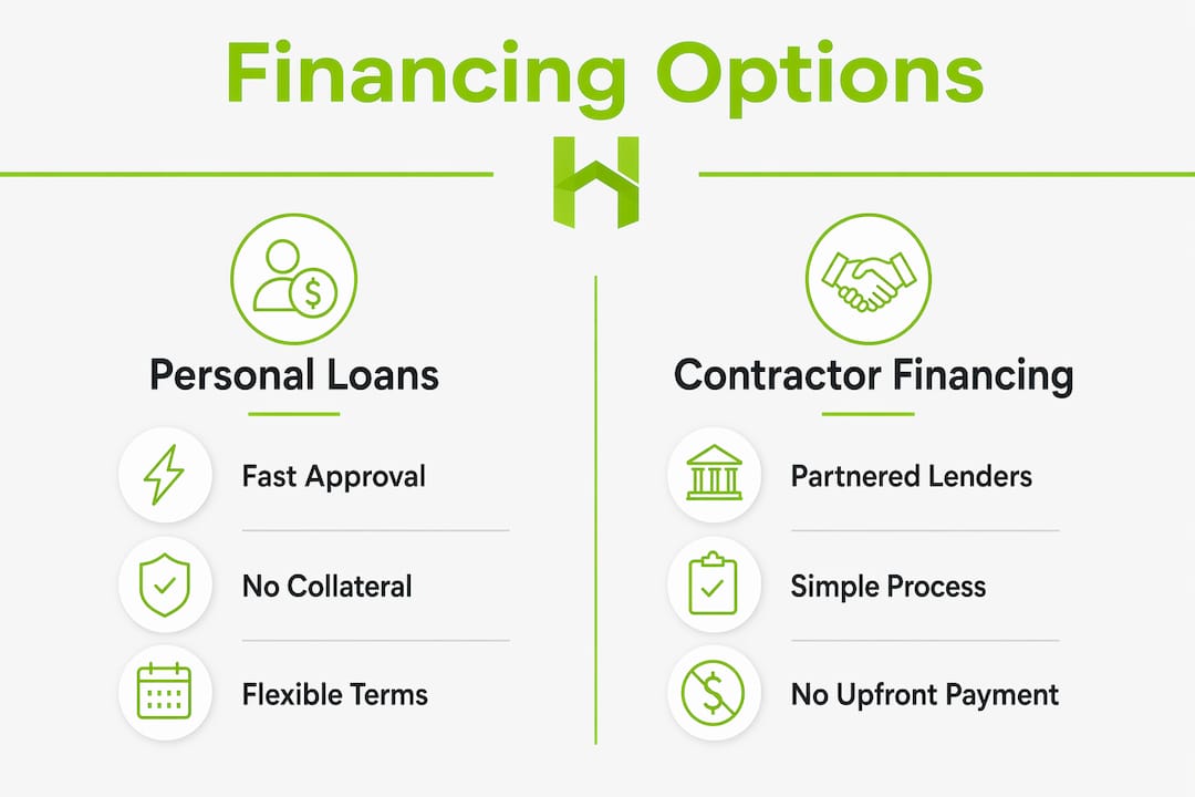 Infographic comparing roof financing options fast approval