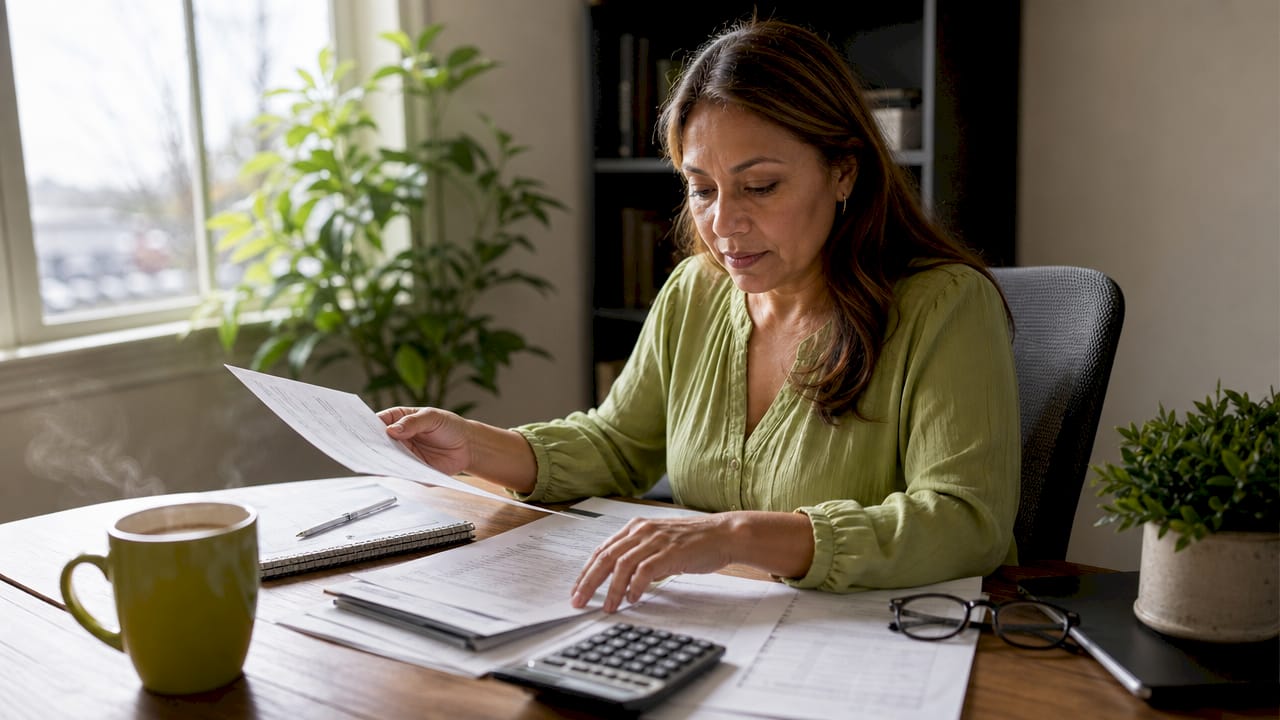 Florida homeowner reviewing roof financing brochures