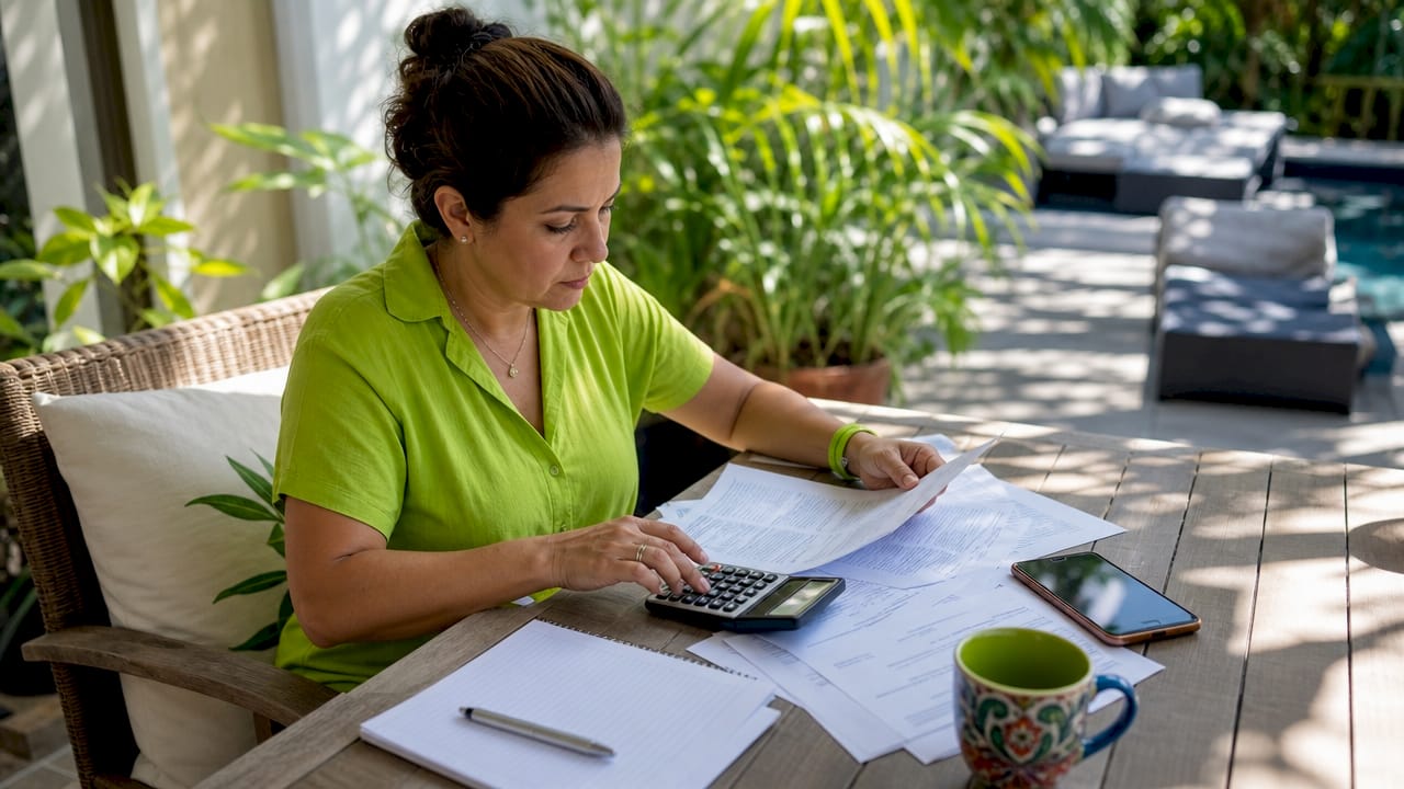 Florida homeowner reviewing roof financing documents