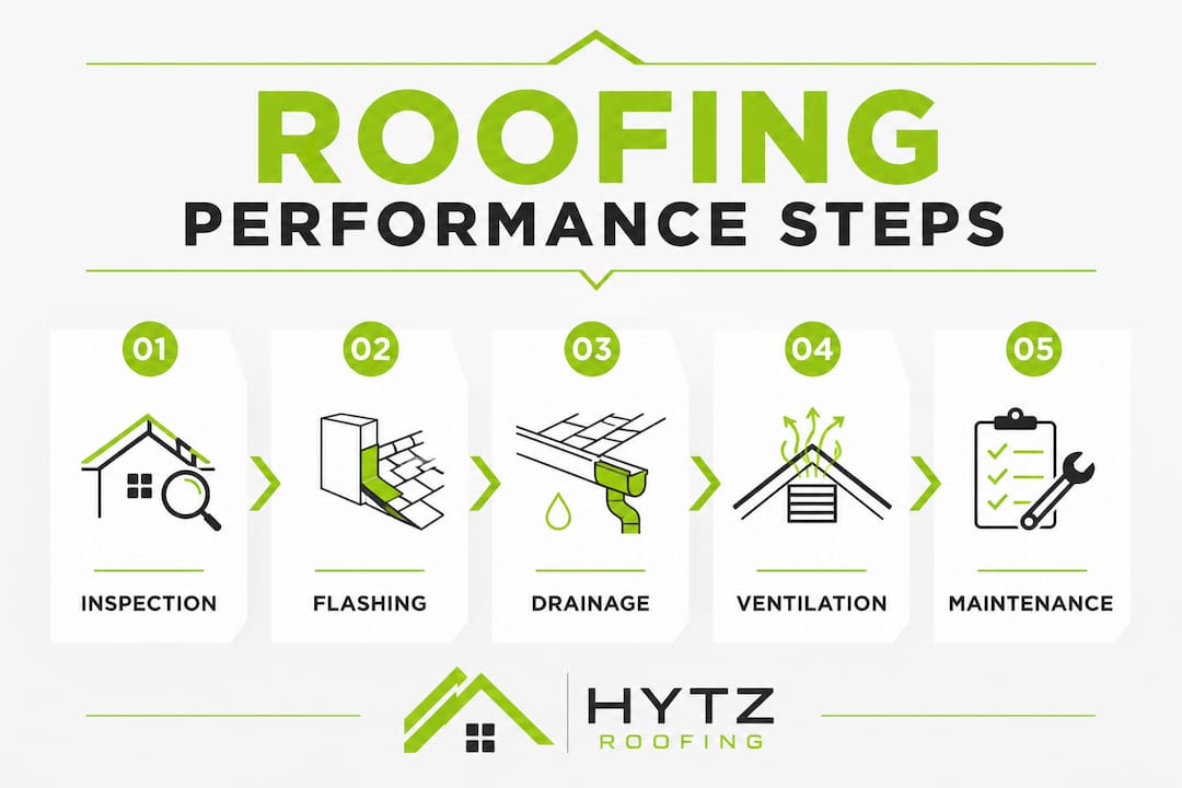 Infographic illustrating roofing performance steps