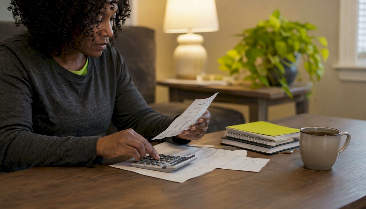 Hands calculating home equity loan paperwork