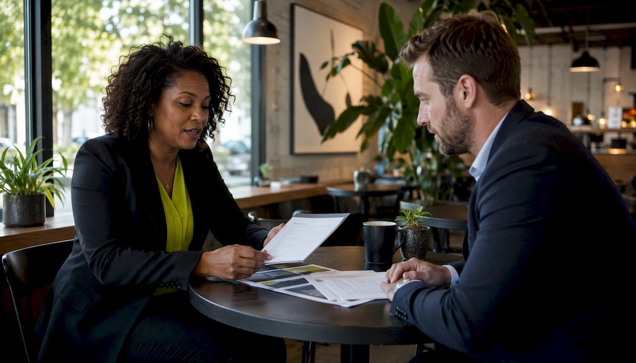 Homeowner and lender reviewing loan estimate