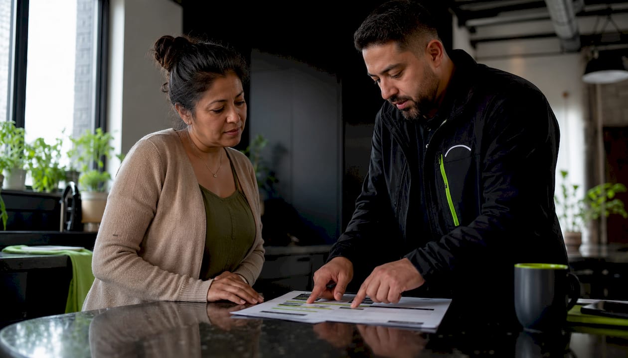 Homeowner reviewing roof replacement timeline checklist