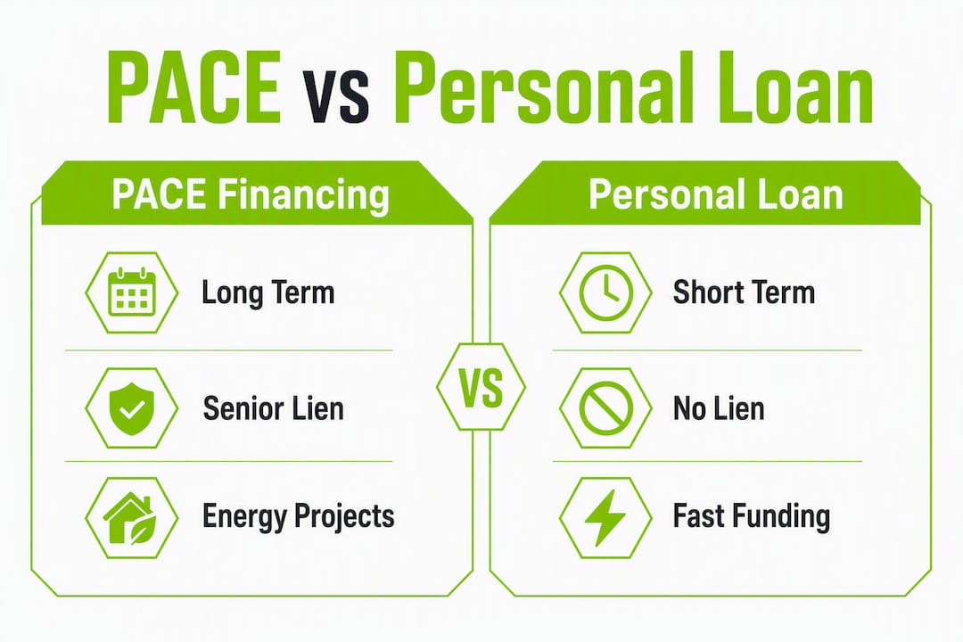 Infographic comparing PACE financing and personal loans