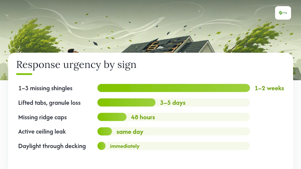 Diagram of wind damage severity and repair urgency